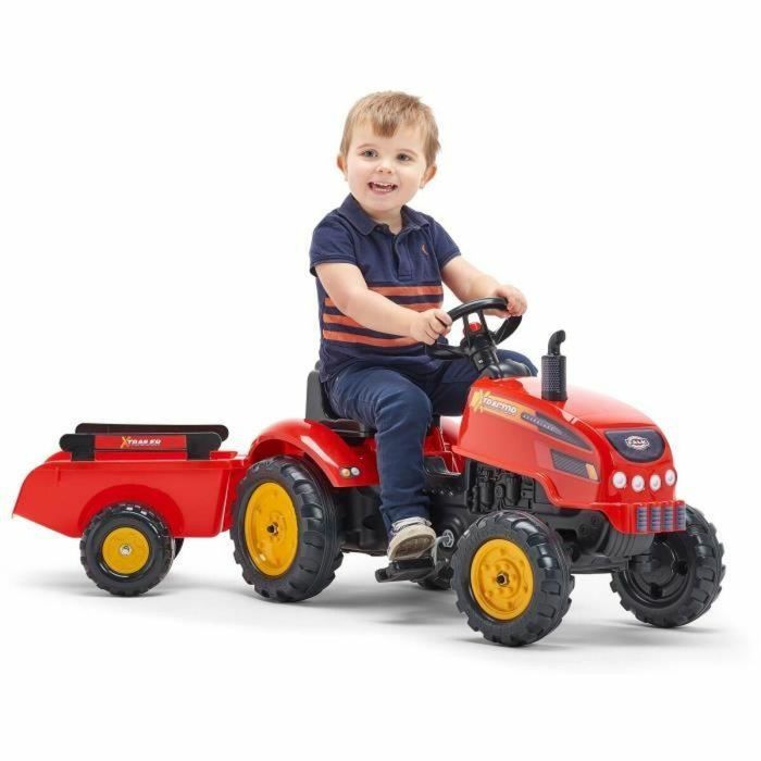 FALK - 2046AB - Tractor tractor a pedal Red X con capota abatible y remolque incluido 4