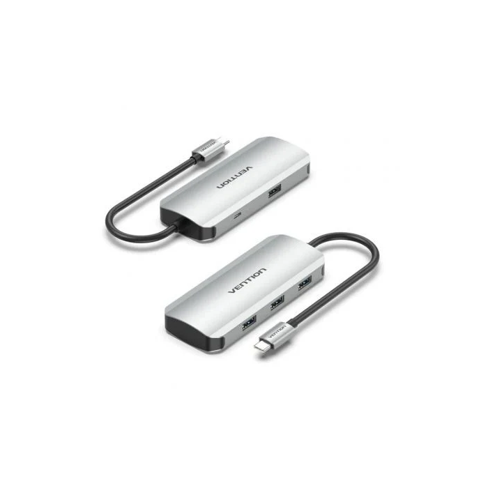Vention TNAHB Hub USB-C a 4xUSB 3.0 con Carga PD Gris 0 Vention TNAHB Hub USB-C a 4xUSB 3.0 con Carga PD Gris 0