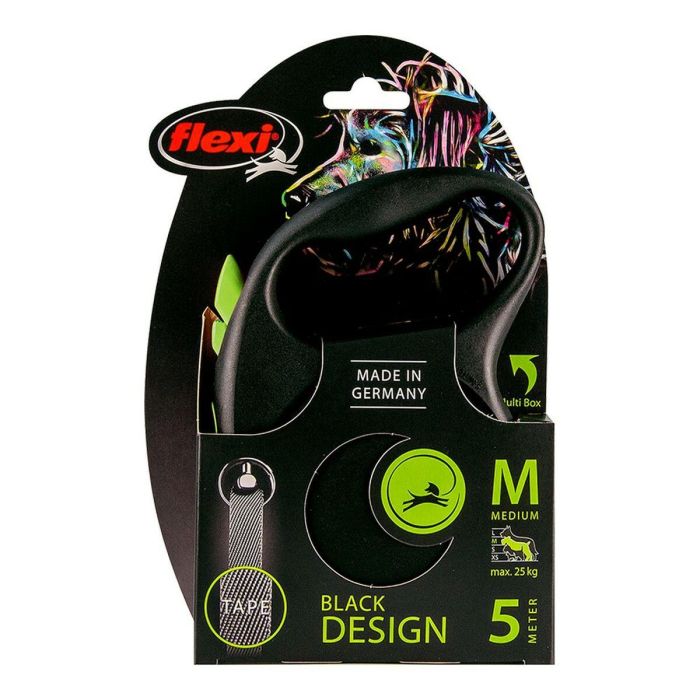 Flexi Black Design S Correa de Cinta 5M Verde con Carcasa Negra 2 Flexi Black Design S Correa de Cinta 5M Verde con Carcasa Negra 2