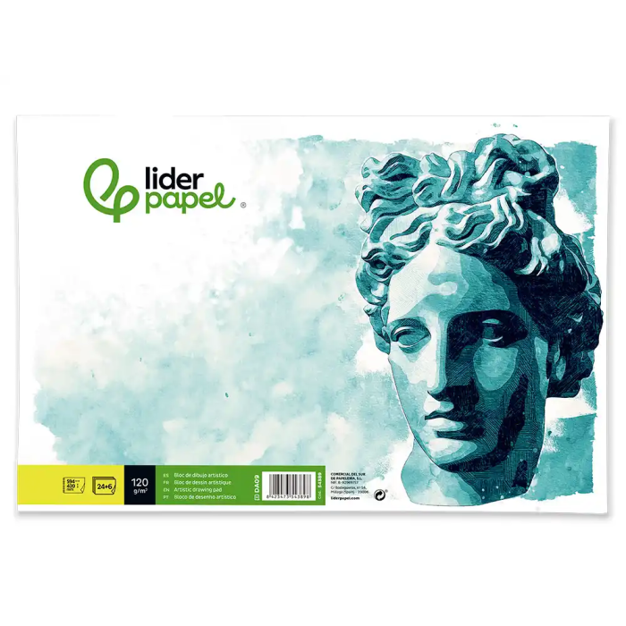 Liderpapel Bloc Dibujo Artístico Encolado DIN A2 120g/m2 24+6 Hojas 594x420mm Blanco 1