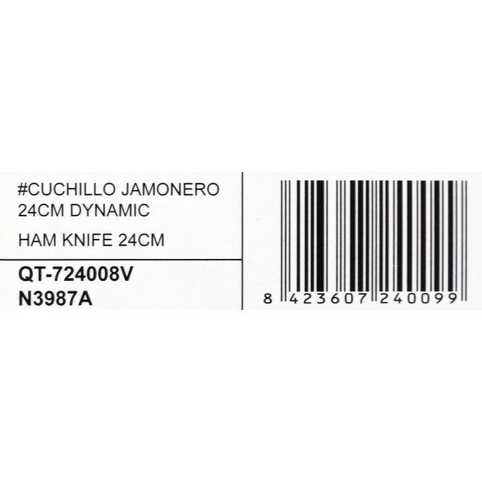 Quttin Cuchillo Jamonero Dynamic de Acero Inoxidable 24 cm - Ideal para Cortar Jamón en lonchas Finas (8 Unidades) 2