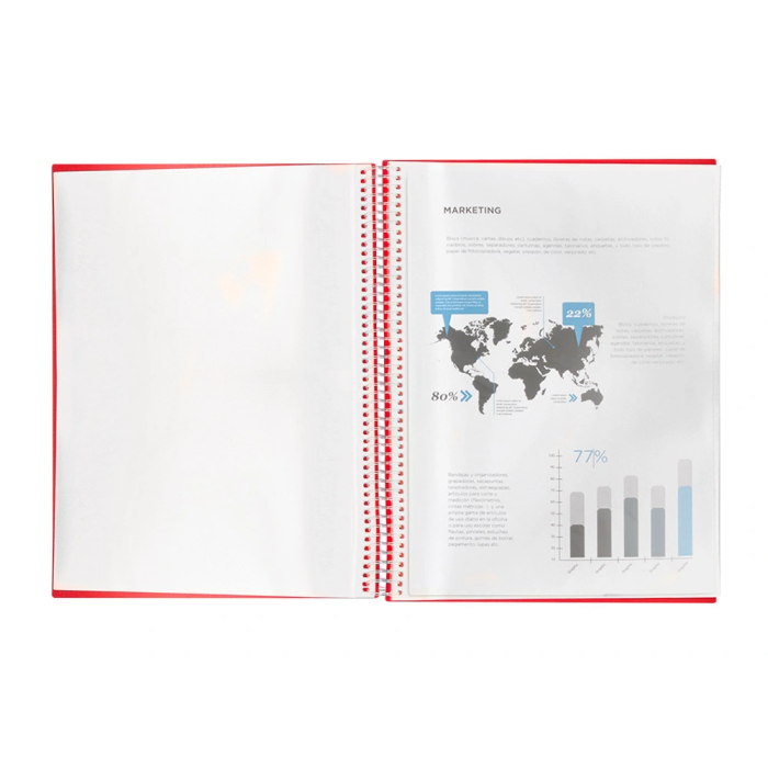 Liderpapel Carpeta Escaparate con Espiral 20 Fundas Polipropileno DIN A4 Rojo 4