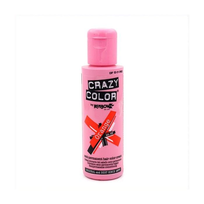 Crazy Color Tinte Semi-Permanente de Fantasía #60 Orange para Cabello, Dura 10-12 Lavados