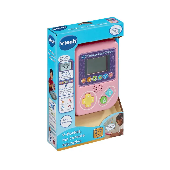 Vtech V-POCKET MI CONSOLA EDUCATIVA ROSA - Juego educativo portátil para niños - Idioma francés