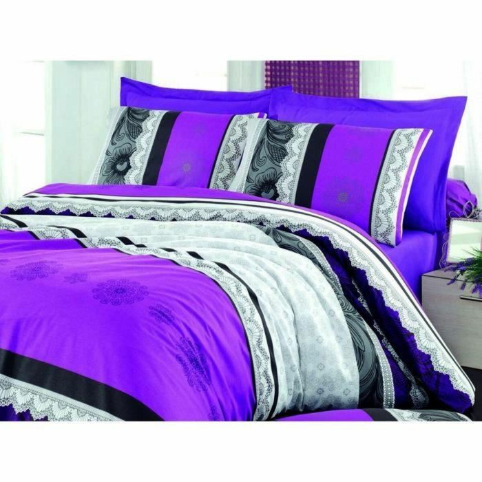 Juego de funda nórdica Morado Cama de 200 3 Piezas 4 Juego de funda nórdica Morado Cama de 200 3 Piezas 4