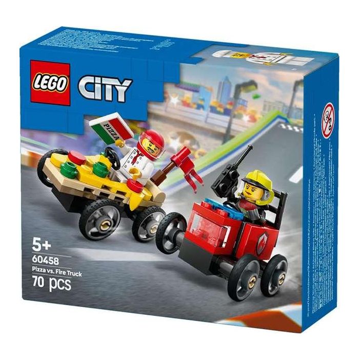 Juego de construccion coches de carreras: pizza vs camión de bomberos lego city 1 Juego de construccion coches de carreras: pizza vs camión de bomberos lego city 1