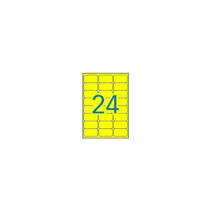 Apli Etiquetas Adhesivas 64x33,9 mm Láser C-Romos 24 X 20H Amarillo Fluorescente Apli Etiquetas Adhesivas 64x33,9 mm Láser C-Romos 24 X 20H Amarillo Fluorescente