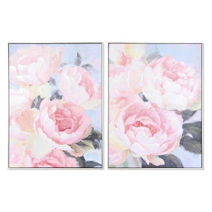 Cuadro Romantico DKD Home Decor Rosa Azul 3.5 x 80 x 60 cm (2 Unidades)