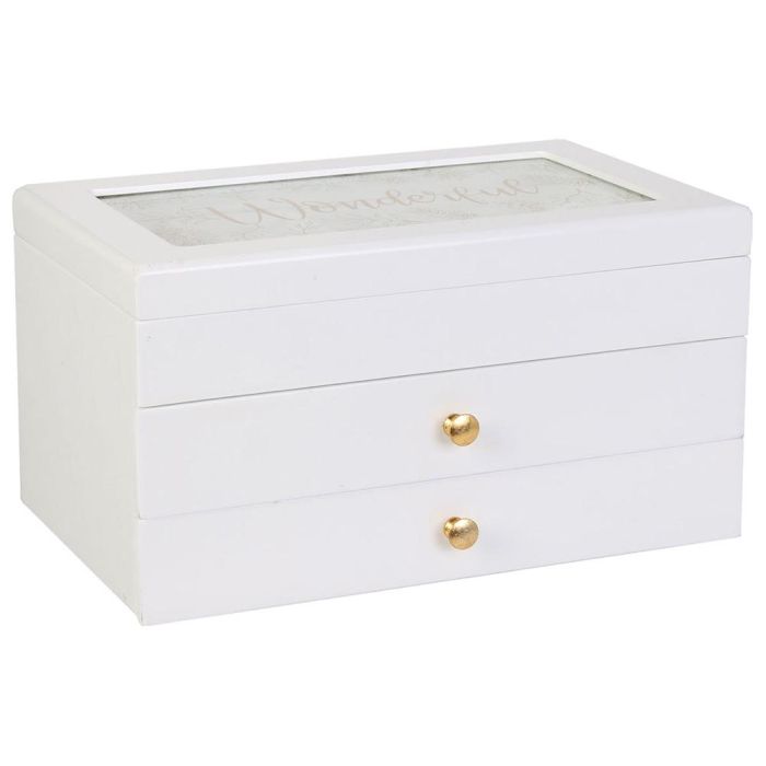 Home Deco Factory Joyero Pour Elle con 3 Plantas, 2 Cajones y Cristal Decorado en Tapa 24x16x13.5 cm 2 Home Deco Factory Joyero Pour Elle con 3 Plantas, 2 Cajones y Cristal Decorado en Tapa 24x16x13.5 cm 2