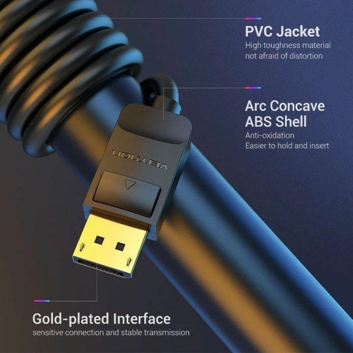 Cable DisplayPort Vention HACBG Negro 1,5 m 1