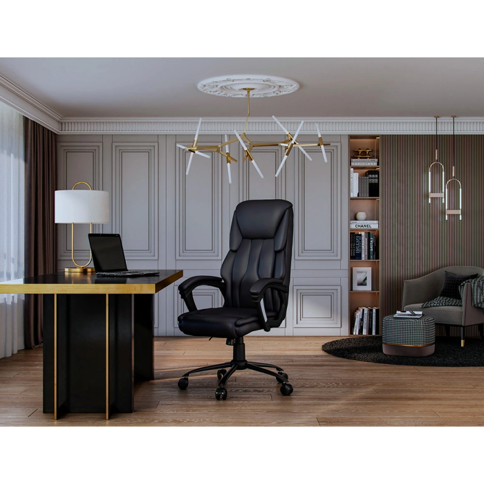 Q-connect Silla de Dirección Profesional, Respaldo Alto, Similpiel, Negro, Base Metálica, Ruedas Premium, Altura Max 1260 mm 6