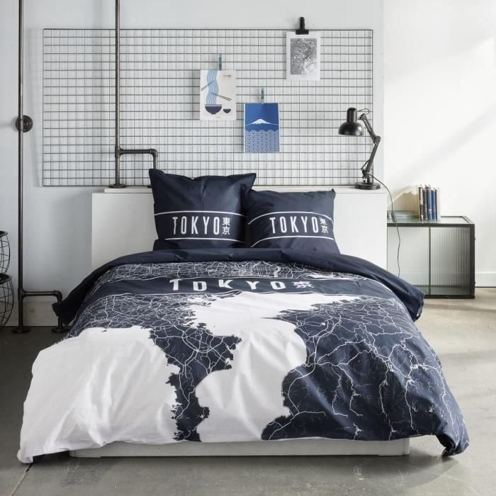 Juego de cama - TODAY - JAVA - 2 personas - 240x220 cm - Algodón - Estampado Tokio - Azul oscuro 0 Juego de cama - TODAY - JAVA - 2 personas - 240x220 cm - Algodón - Estampado Tokio - Azul oscuro 0