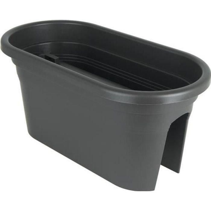 ARTEVASI Jardiniere para balcón Venezia - 30 x 60 x H 27 cm - 18 L - Gris antracita ARTEVASI Jardiniere para balcón Venezia - 30 x 60 x H 27 cm - 18 L - Gris antracita