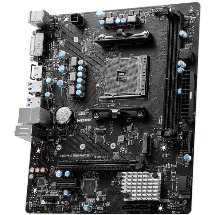 MSI B450M-A Pro MAX II (B450.AM4.mATX.DDR4) Placa Base Micro ATX Socket AM4 AMD B450 DDR4 para Ryzen 5 2