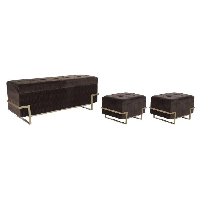 Descalzadora Glam DKD Home Decor Marron Dorado 42 x 48 x 120 cm Set de 3