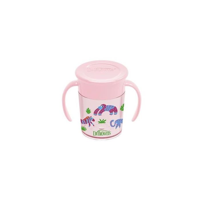 DR. BROWN´S Vaso 360 sin boquilla, Rosa con asas, 200 ml