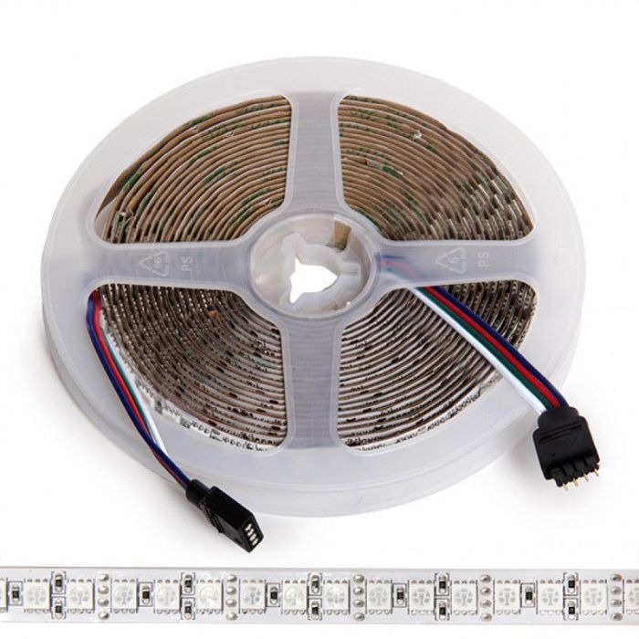 Tira de 600 LEDs 82W 5.000Lm SMD5050 12VDC IP21 RGB x5M 40.000H [CA-120-5050-12-RGB-IP21 1