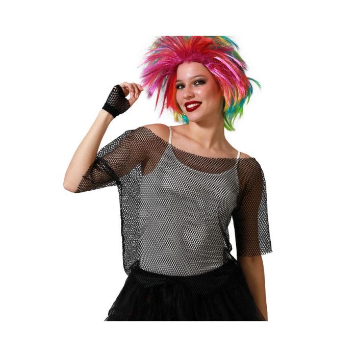 Camiseta Rejilla Negro Carnaval Mujer Adulto