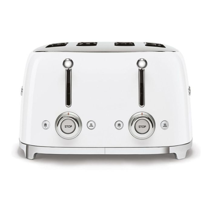 Smeg TSF03WHEU Tostadora, 4 Rebanadas, Blanco, Estilo Años 50, Acero Inoxidable, 2000W 2