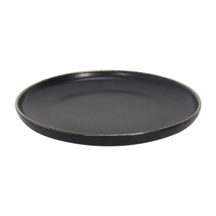 Home Deco Factory Plato Postre Moscou Diámetro 20 cm Negro con Ribete Dorado 2