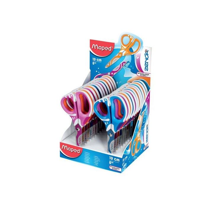 Tijeras Maped Zenoa Fit Soft 13 Cm. Asimetrica Expositor De 24