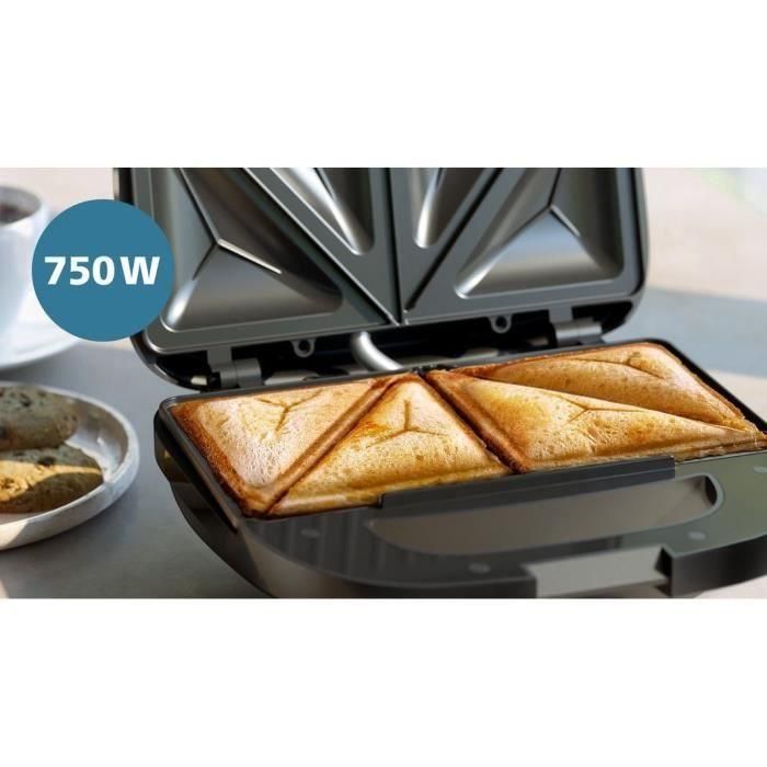 Sandwichera - PHILIPS - HD2331/90 - 750 W - Placas triangulares - Negra 1