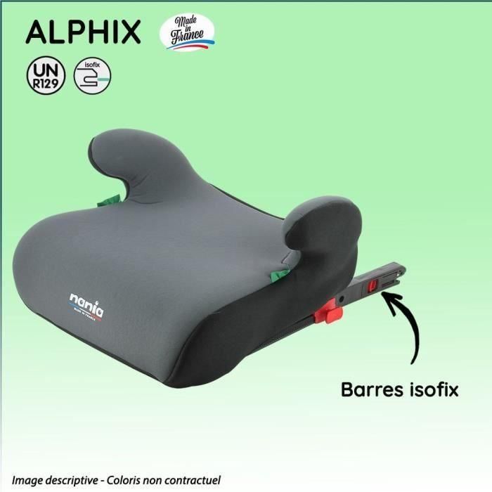 Asiento elevador con fijaciones isofix NANIA ALPHIX 135-150 cm R129  de 8 a 12 años  Fabricado en Francia  Con reposabrazos  Negro 4