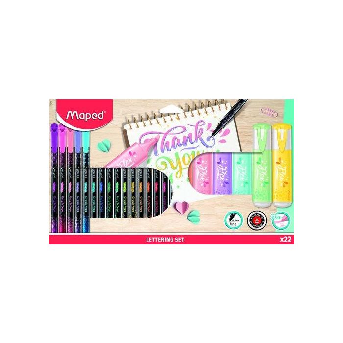 Rotulador Fibra Maped Lettering Set De 22