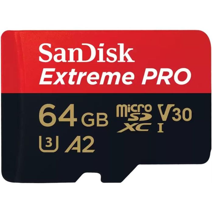 SanDisk Tarjeta Memoria MicroSDXC Extreme Pro 64 GB UHS-I U3 V30 A2 para Video 4K Cámaras y Drones (200 MB/s)