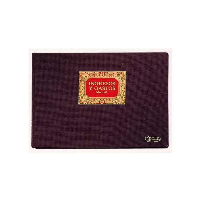 Miquelrius Libro Contabilidad N.61 Folio 100 Hojas Ingresos y Gastos, Tamaño Apaisado 215x315mm, Papel 102g