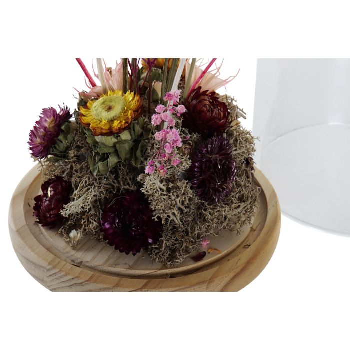 DKD Home Decor Centro de Mesa Floral Decoración Shabby con Flor Seca, Cristal y MDF Color Natural 26x17x17 cm 2