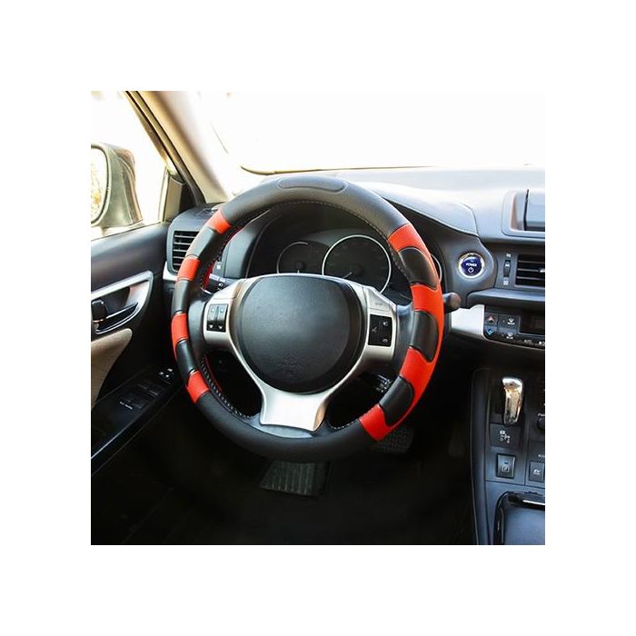 Abc Funda Volante Grip Negro-Rojo INT30169, Diseño Deportivo, Universal, 100% Poliéster