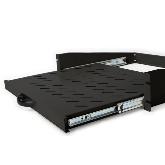 Digitus Estante Extraíble para Montaje Fijo 483mm (19") Rack Metal Acero Negro Capacidad 2U Montaje en Carril Perfil 30 kg 2