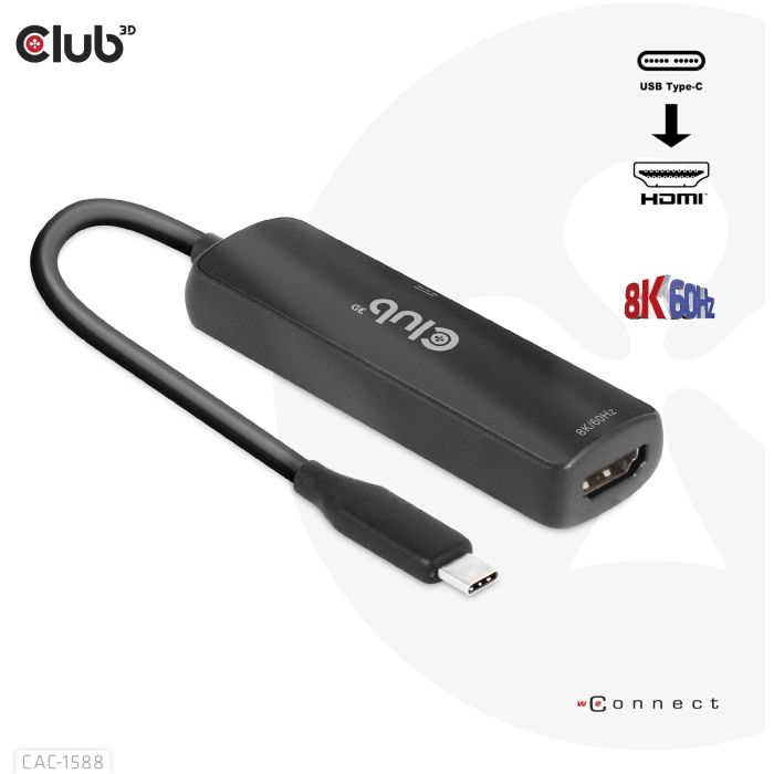 Club3D Adapter USB 3.2 Tipo C a HDMI 2.1 HDR10 8K 60Hz Activo 8 Club3D Adapter USB 3.2 Tipo C a HDMI 2.1 HDR10 8K 60Hz Activo 8