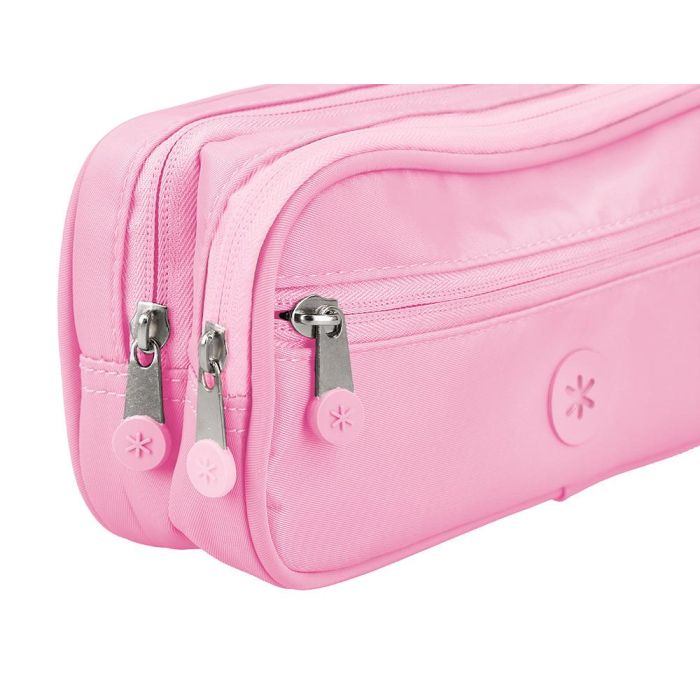 Estuche Portatodo Antartik 3 Compartimentos Compañero De Mochila Color Rosa 100 X 60 X 220 mm 4