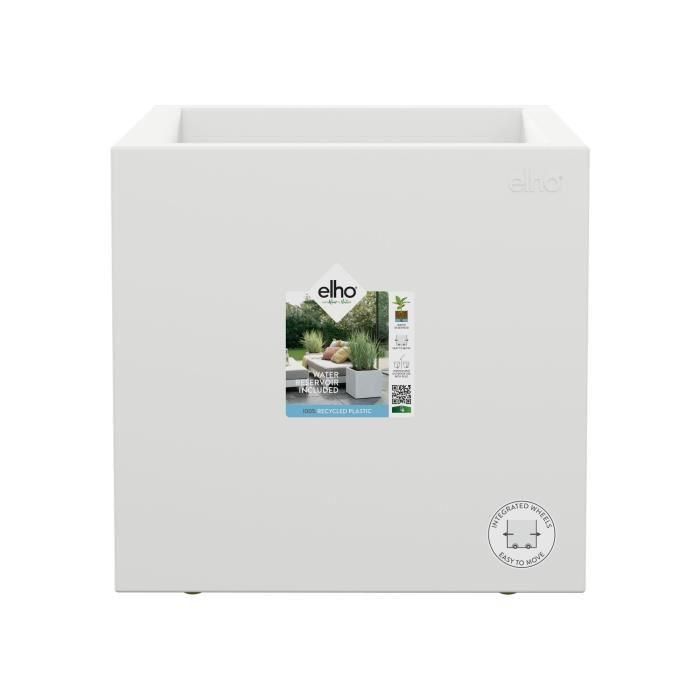 Elho ELH8711904497705 Jardinera Vivo Next Square 40 Blanco Ø 39 x H 38 cm Interior/Exterior 100% Reciclado