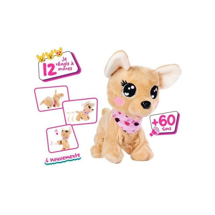 Chi Chi Love AUC4006592067885 Peluche interactivo Baby Boo 30 cm – Juguete interactivo marrón y rosa para 3 años+ 4