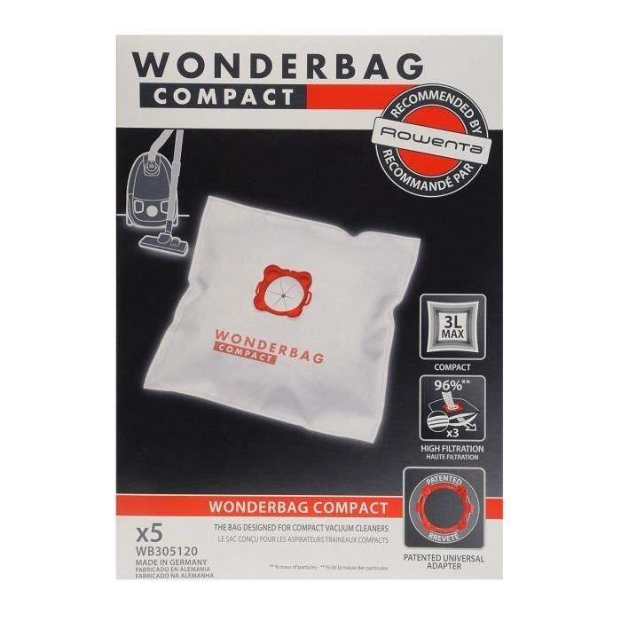 Bolsa de Recambio para Aspiradora Rowenta WB3051 3 L (5 uds) 2