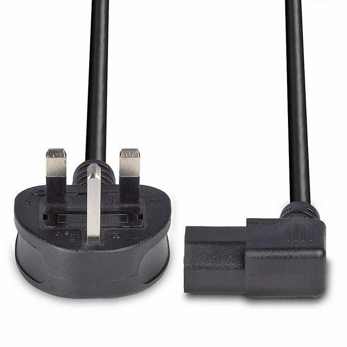 Lindy 1m UK 3 Pin Plug to Right Angled IEC C13 Mains Power Cable, Black 3 Lindy 1m UK 3 Pin Plug to Right Angled IEC C13 Mains Power Cable, Black 3