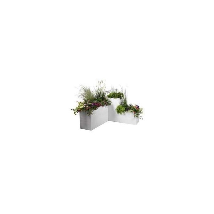 EDA PLASTIQUE Caja de flores cuadrada Graphit - 57 L - 49.5 x 49.5 x 49.5 cm - Plomo blanco 1