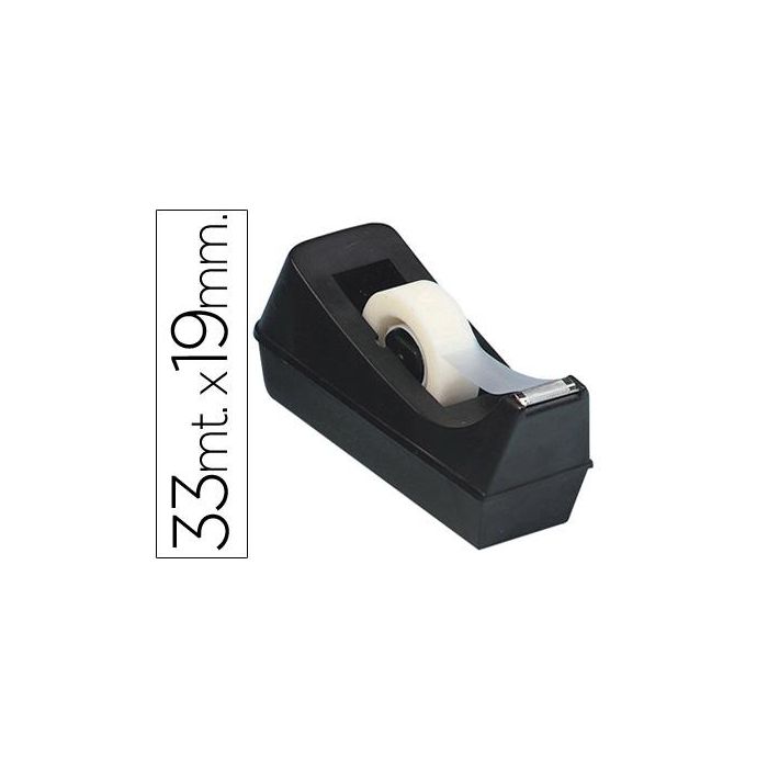 Portarrollo Sobremesa Q-Connect Plastico Para Cinta De 33 Mt Color Negro