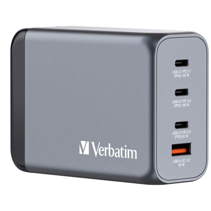 Verbatim Gnc-240 Cargador de Pared 240W con USB-A 3.0 y 3xUSB-C 3.0 0 Verbatim Gnc-240 Cargador de Pared 240W con USB-A 3.0 y 3xUSB-C 3.0 0