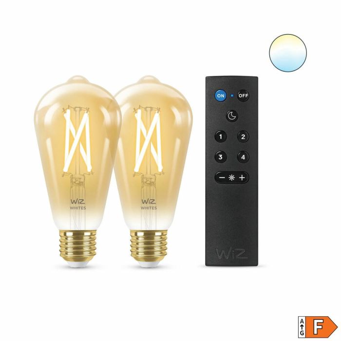 Kit de inicio WiZ 2 bombillas Edison conectadas Blanco variable E27 50W + Regulador de control remoto Nomadic 1