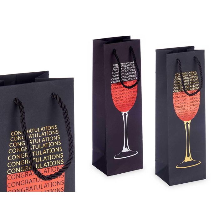 Bolsa Vino Surtidos Copa Letras Kinvara - 12x36x9 cm - Cartón - Oro/Rojo/Negro/Plata (24 Unidades) Bolsa Vino Surtidos Copa Letras Kinvara - 12x36x9 cm - Cartón - Oro/Rojo/Negro/Plata (24 Unidades)