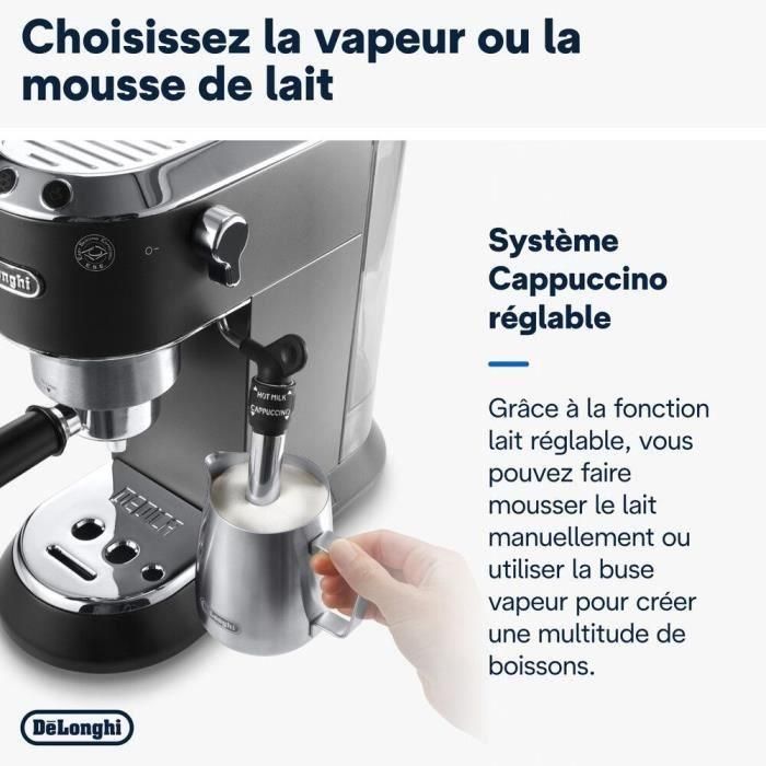 Delonghi EC 685.BK Cafetera espresso Dedica Style, 15 bares, 1L, para café molido y vainas ESE, sistema Capuccino, programable, Negro 2
