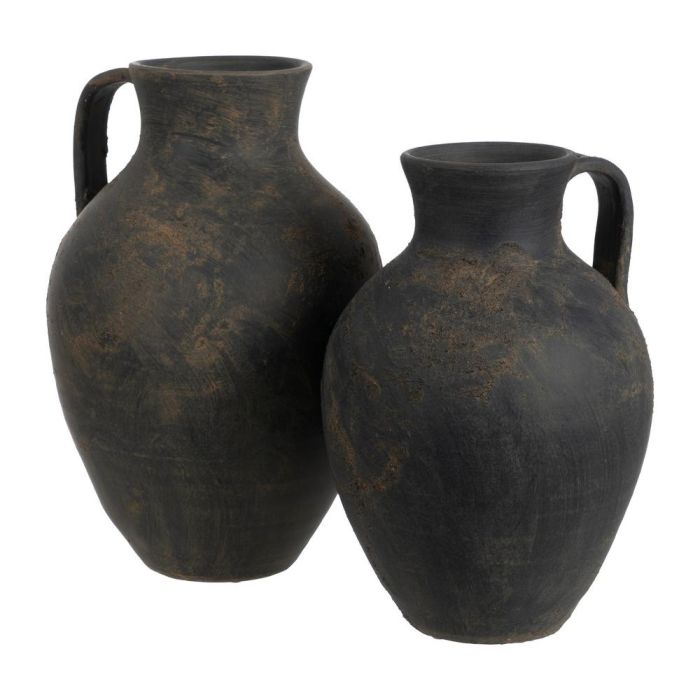 Jarrón Asa Gris Envejecido Barro 26 X 26 X 36 cm