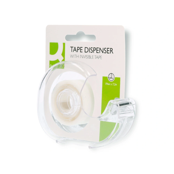 Q-connect Cinta Adhesiva Invisible 7,5 mt x 19 mm con Portarrollo en Blister 1