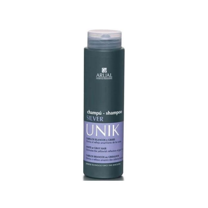 Arual Champú Silver Unik 250ml - Para cabello blanco o rubio claro, neutraliza amarillos, reestructura y brilla