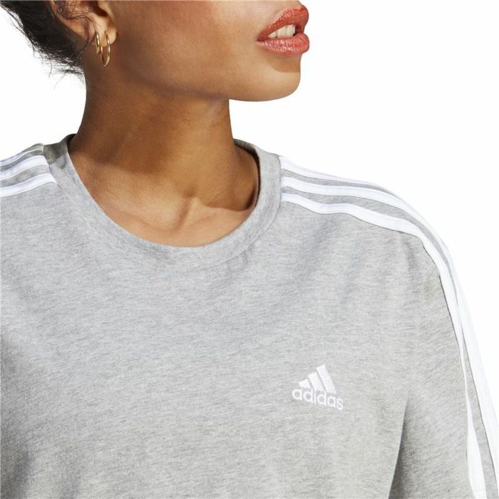Camiseta de Manga Corta Mujer Adidas 3S Cropped Top Gris claro (XS) 2 Camiseta de Manga Corta Mujer Adidas 3S Cropped Top Gris claro (XS) 2