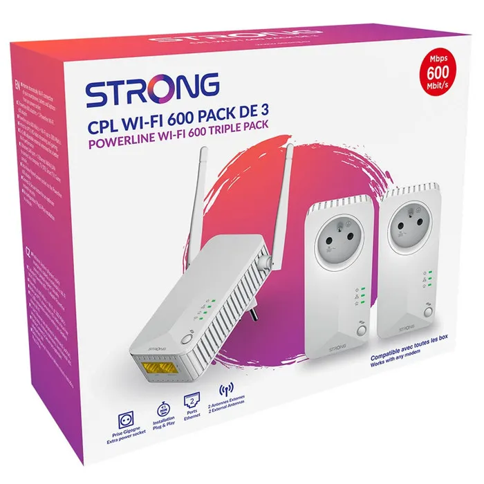 Strong Kit CPL STR1696413854601 - FUERTE - Paquete triple Powerline Wi-Fi 600 - Punto de acceso de 300 MB 0 Strong Kit CPL STR1696413854601 - FUERTE - Paquete triple Powerline Wi-Fi 600 - Punto de acceso de 300 MB 0